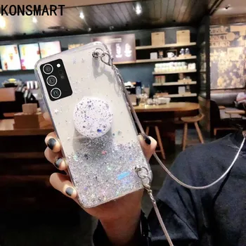 KONSMART Caz Nota 20, Ultra Moda Curea Silicon Moale Caz de Telefon Pentru Samsung Galaxy Nota 20 Sclipici de Stele Clar Capacul din Spate