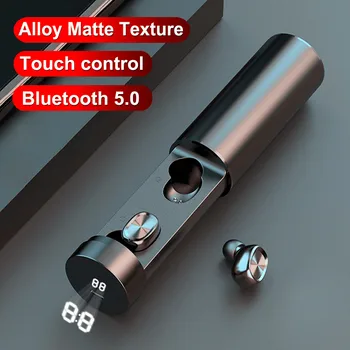 Setul cu cască Bluetooth Pull-out Căști fără Fir TWS Adevărat Stereo Cu Microfon Metal mat Touch Muzica cu încărcare boxmicrophone
