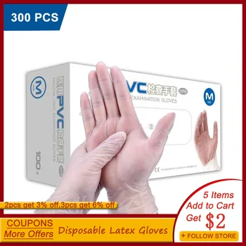 3 Cutii Transparente din PVC de unica folosinta din Latex Mănuși de Protecție Mănuși de spălat Vase Cauciuc Universal Pentru Curățare Acasă 100buc/cutie