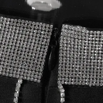 TWOTWINSTYLE Negru Fuste Pentru Femei Talie Înaltă Grele Diamante Ciucure Fusta Mini de sex Feminin Casual, Haine de Moda 2020 Valul de Primăvară