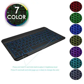 Ultra Subțire 7 Culori LED cu iluminare de Fundal Wireless rusă/spaniolă/arabă Bluetooth Tastatură Pentru iPad Aer 10.5 9.7 pro keyboard