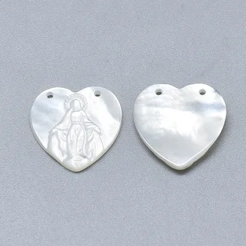 10buc Naturale Coajă Albă în Formă de Inimă Pearl Shell Pandantive pentru a face bijuterii DIY Accesorii constatările 15x15x2mm, Orificiu: 0.8 mm