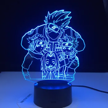 Personaliza Anime Naruto 3d Lumina de Noapte Uzumaki Copii a Condus Lumina de Noapte pentru Copii, Echipa de 7 Kakashi Hatake Sasuke Uchiha Baterie