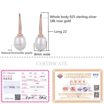 S925 Argint Choi Bijuterii Naturale De Apă Dulce Pearl Rose Gold Classic Micro-Set Cercei Bijuterii