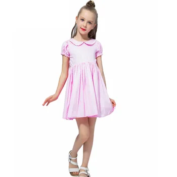 Copiii modelului Rochie Baby Guler Rochie de Bumbac Bubble Sleeve Culoare Solidă Copii Fată Dress