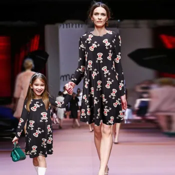 Toamna Iarna Jachete Femei Rochie de Moda de Craciun Rochii Imprimate 2020 Mama Și Fiica Părinte-copil Tinuta Vestidos