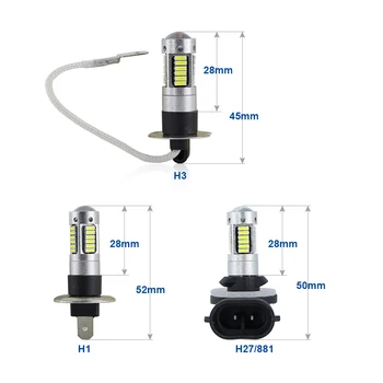 2 buc de Mare Putere Alb 30-SMD 4014 H3 LED-uri Becuri de schimb Pentru Masina proiectoare Ceata, Lumini de Zi, DRL Lămpi albe