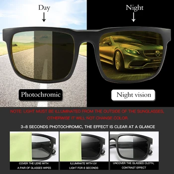 Multifuncțional Galben Gri de Conducere de Noapte ochelari de Soare Polarizat Mens Pătrat Fotocromatică Ochelari cu Rama TR90 Nuante Pentru Femei TR9148