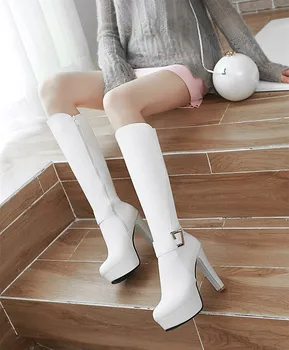 Lapolaka Design De Brand Nou Platforma De La Jumătatea Vițel Cizme Femeie Pantofi Cu Tocuri Înalte, Metal Decor Adaugă Blana Toamna Cizme De Iarna Pentru Doamne