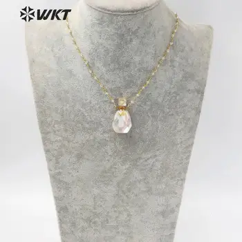 WT-N1235 Trendy fatetate de piatra colier formă de picătură de apă aura alb cristal de cuarț colier piatra rozariul femei bijuterii colier