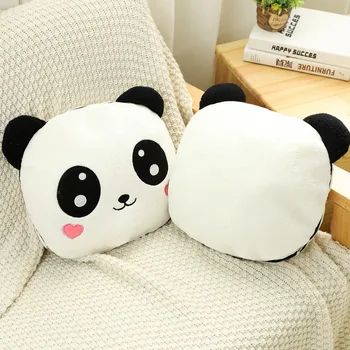 35cm Panda Drăguț cu Pătură Pluș, Perne Moi Umplute de Animale Desene animate Panda Papusa de Dormit Perna Copilul Prietena Cadou