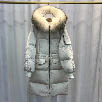 2019 iarna nou stil coreean versiune jos jacheta lunga stil mare guler de lână mantou pentru femei cordon de moda liber lady haine