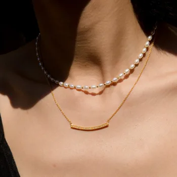 Rozariul Roz Alb Perla Cravată Colier Accesorii Naturale De Apă Dulce Pearl Pentru Femei Bijuterii Erkek Kolye Bijoux 2020 Femme