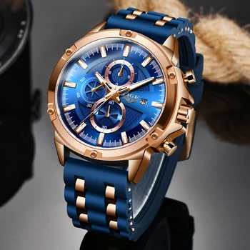 2020 Nou Mens Ceasuri de Top de Brand de ceasuri de Lux Barbati Militare rezistent la apa curea Silicon Cuarț Încheietura mîinii Ceas Pentru Bărbați Sport Cronograf