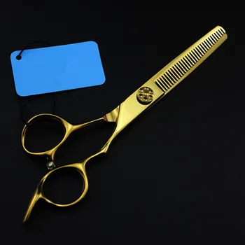 Profesionale japonia 440c 6 inch păr de aur set foarfece de tăiere frizer makas tunsoare foarfece foarfece subțierea foarfece de coafura