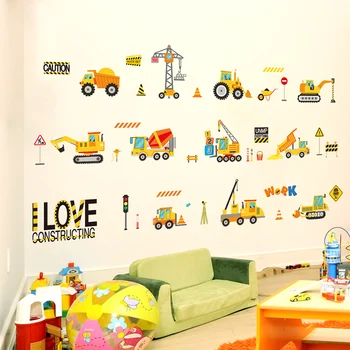 [shijuekongjian] Desene animate Inginerie Vehicul Autocolante de Perete DIY Masini Murală Decalcomanii pentru Casa de Copii, Camere Copii Dormitor Decor