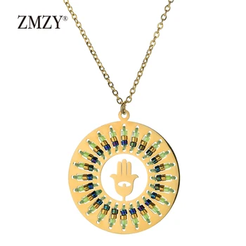 ZMZY Epocă Amuleta Nou Design Boem deochi Coliere Pandantive Colorate Boho Lanț de Aur Bijuterii din Oțel Inoxidabil