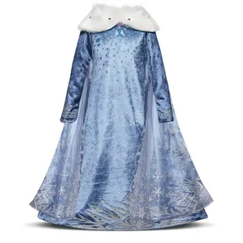Frozen Elsa Printesa Rochie Costum De Halloween Iarnă De Bumbac Plasă Cu Paiete Baby Girl Rochii De Petrecere