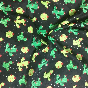 Uimitor Curcubeu Negru Polka Dot Green Cictus Imprimate Tesatura de Bumbac DIY cusut de Îmbrăcăminte de Țesut Telas Mozaic