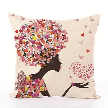 Basme stil Flower fairy fierbinte tipărite lenjerie de pat perne decorative acoperă 45*45cm fluture fete arunca pernă pentru Acasă