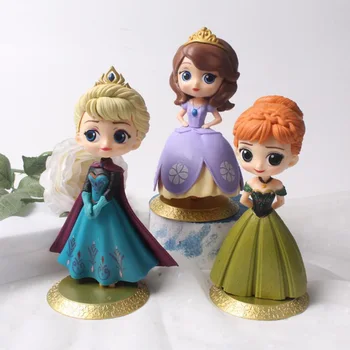 17CM Disney Princess Jucarii Frozen 2 Elsa Anna Sophia Cifrele de Acțiune QPosket PVC Model de Colectie Cadouri Pentru Copii
