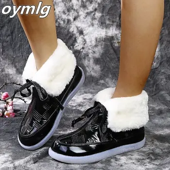 Femei cizme glezna apartamente pantofi femei de lux din piele PU flatform zăpadă iarna cald pantof încăltăminte într-femme zapatos mujer sapato
