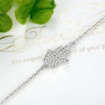 ELESHE Minunat Originale Bijuterii Argint 925 Hamsa Femei Brățară de Cristal cu Lanț de Link-ul de Prietenie Brcaelet pentru Femei Bijoux