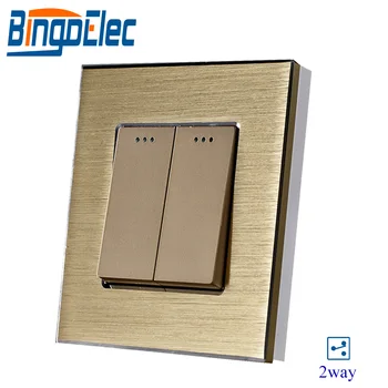 Bingoelec 2 Banda 2 Mod Buton Comutator Standard UE Cadru de Aluminiu de Perete Mecanic Întrerupător AC 110-250 V