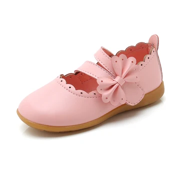 Mumoresip Pinky Alb Fete de Moda din Piele Apartamente Moale Fundita Printesa Copii Pantofi Drăguț Dulce Flouncing Chic Pantofi Simpli 21-30