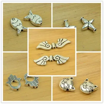 Aliaj de șirag de mărgele de aripa/owl/pește/delfin/fluture/cross/inima/bowknot/formă de pisică mică gaură farmec antic argint bijuterii diy accesorii