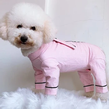 Câine De Companie Salopeta Subțire Catelus Drăguț Haine Bumbac Proteja Burta Salopete Pentru Câini De Talie Mică Pijamale Tricoul Pudel, Chihuahua