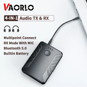 VAORLO 4-ÎN-1 Bluetooth Audio 5.0 Transmițător Receptor Multipunct Conectare 3.5 mm AUX RCA Jack Adaptor Wireless Cu MICROFON Pentru PC TV