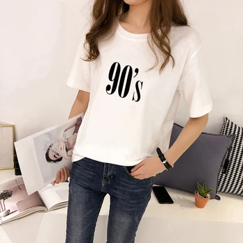 2021 Elegant coreeană Fată Școală Tricou de Moda 90 de Imprimare Femei T-shirt Harajuku Casual Plus Dimensiune Streetwear Potrives Tricouri