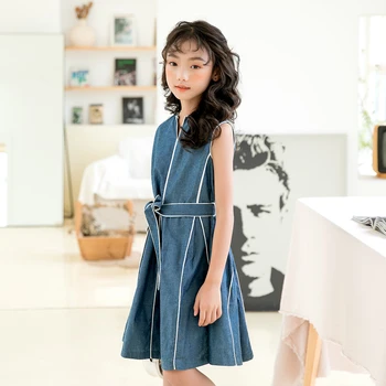 Adolescent Copii Denim Dress Fată De Vară Rochii De Bumbac Nou-Veniți În 2020 Blugi Fete Mari Rochie Baby Princess Copii Haine Albastre