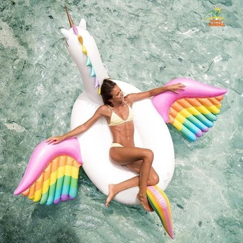 Gonflabila Curcubeu Pegasus, Cal Unicorn Piscină Float Colorat Aer Plutesc Saltea Pat Inel de Înot în aer liber Distracție Sport Ride-on