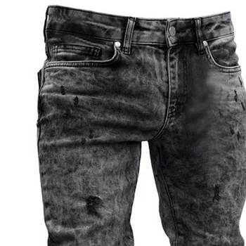 Moda new sosire Barbati Skinny Stretch Denim Pantaloni Dificultate Rupt Freyed Slim Fit Jeans Pantaloni