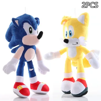 6Pcs 28cm Sonic Cifre jucărie de pluș Sonic/Umbra/Argint Ariciul papusa Sonic Shadow Cozi Amy Rose pentru copil Animale Jucarii cadou