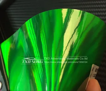 New Sosire Holografic Verde de Vinil de film Folie cu aer gratuit bule Chrome holografic autocolant Curcubeu Laser Folie transport gratuit