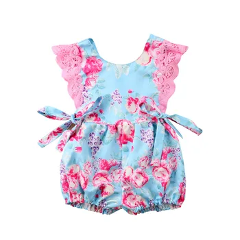 Floral Lace Romper Copil Nou-născut Fete Dantela Mozaic Salopeta Sunsuit Costume de haine pentru copii