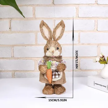 De Paști Simulare Bunny Home Garden Bunny Decor Creativ Paie Bunny Ornament Simulat Iepure Decor Decor De Gradina 2021