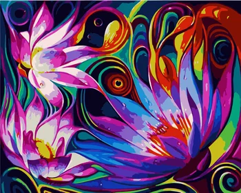 Dropshipping 40x50cm Pictura De Numere DIY pline de culoare Floare de lotus Arta de Perete Tablou Pictura Acrilic Pentru Decor Nunta