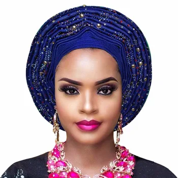 Nigerian aso oke gele headtie din africa de nunta femei headtie doamna de moda headwrap destul de aso oke nigerian turban