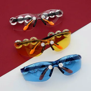 De lux Cristal Pătrat ochelari de Soare pentru Femei Brand Designer de Diamant Rotund Ochelari de Soare Barbati sex Feminin Oculos Galben Ochelari de protectie UV400 Ochelari