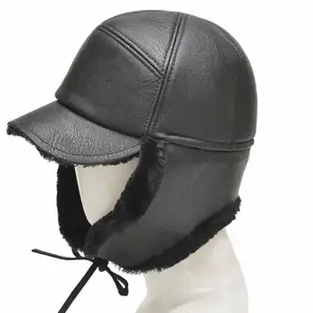 Oamenii Earflap Pălărie de Iarnă Gros Faux fur Bomber Pălărie pentru limba rusă Vreme Rece Negru Gri În Stoc