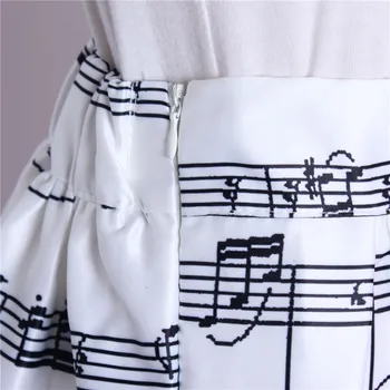 Noua Moda Femei Muzică de Pian Note Melodie de Imprimare Cutat Talie Mare Toamna Iarna Ars Tutu Midi Fuste Fata lui Puff Saia FASK010