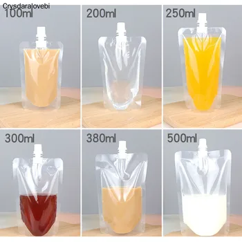 100 Pack, Stand-up Băutură de Plastic Sac de Ambalare Cioc Husă pentru Băutură Lichid Suc de Cafea cu Lapte