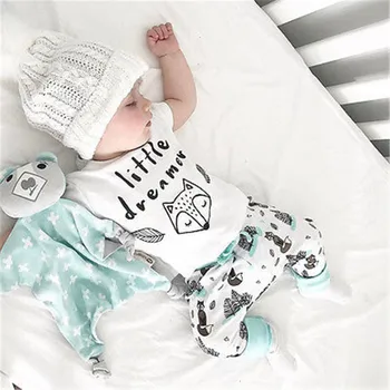 Pudcoco de Moda Fierbinte Copil Nou-născut de Vară de Două piese de costume de Litere pic visător T-shirt, Blaturi+Pantaloni Haine de Babe Băieți Fete 0-2Y