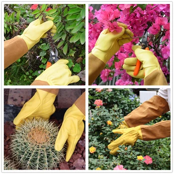 Mănuși de grădinărit pentru Femei-Bărbați a Crescut de Tăiere Spin & Cut Dovada de Lungă din piele de Capra Piele de Protecție Mănușă de Lucru Mănuși de Grădină