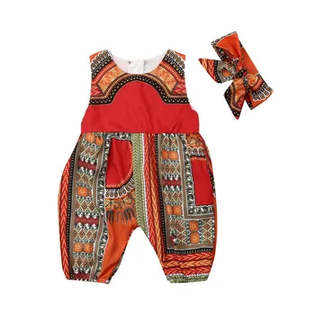 Copil Nou-Născut Fată Fără Mâneci Boho Romper Pantaloni 2019 Fetiță Florale Imprimate Africane Stiluri Salopeta De Vara Haine Copii