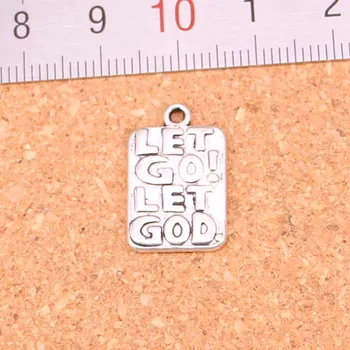 60Pcs Placate cu Argint Antic lasă dumnezeu să Farmece Diy Bijuterii lucrate Manual Constatările Accesorii 20*12mm